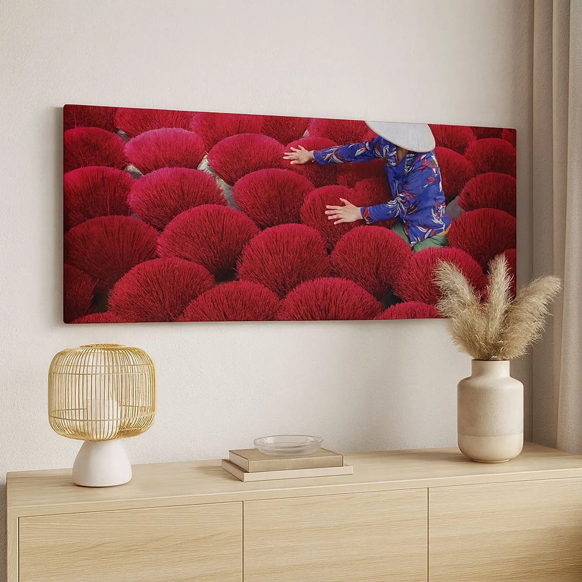 Bild auf Leinwand - Leinwandbild - Im Reisfeld - 100x40 cm