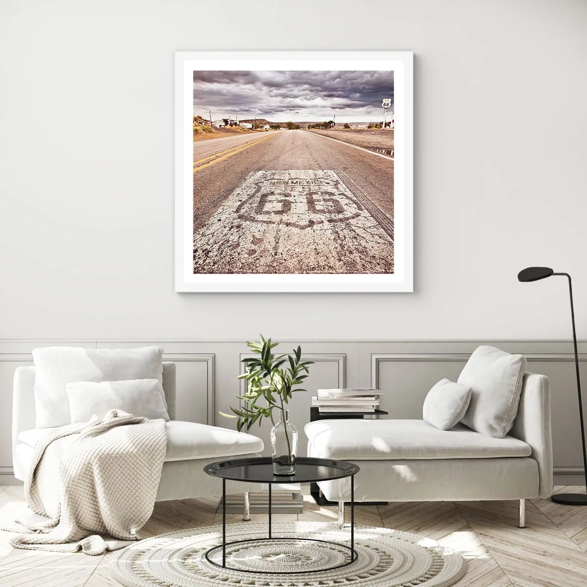 Poster in einem weißen Rahmen - Mother Road - eine amerikanische Legende - 60x60 cm