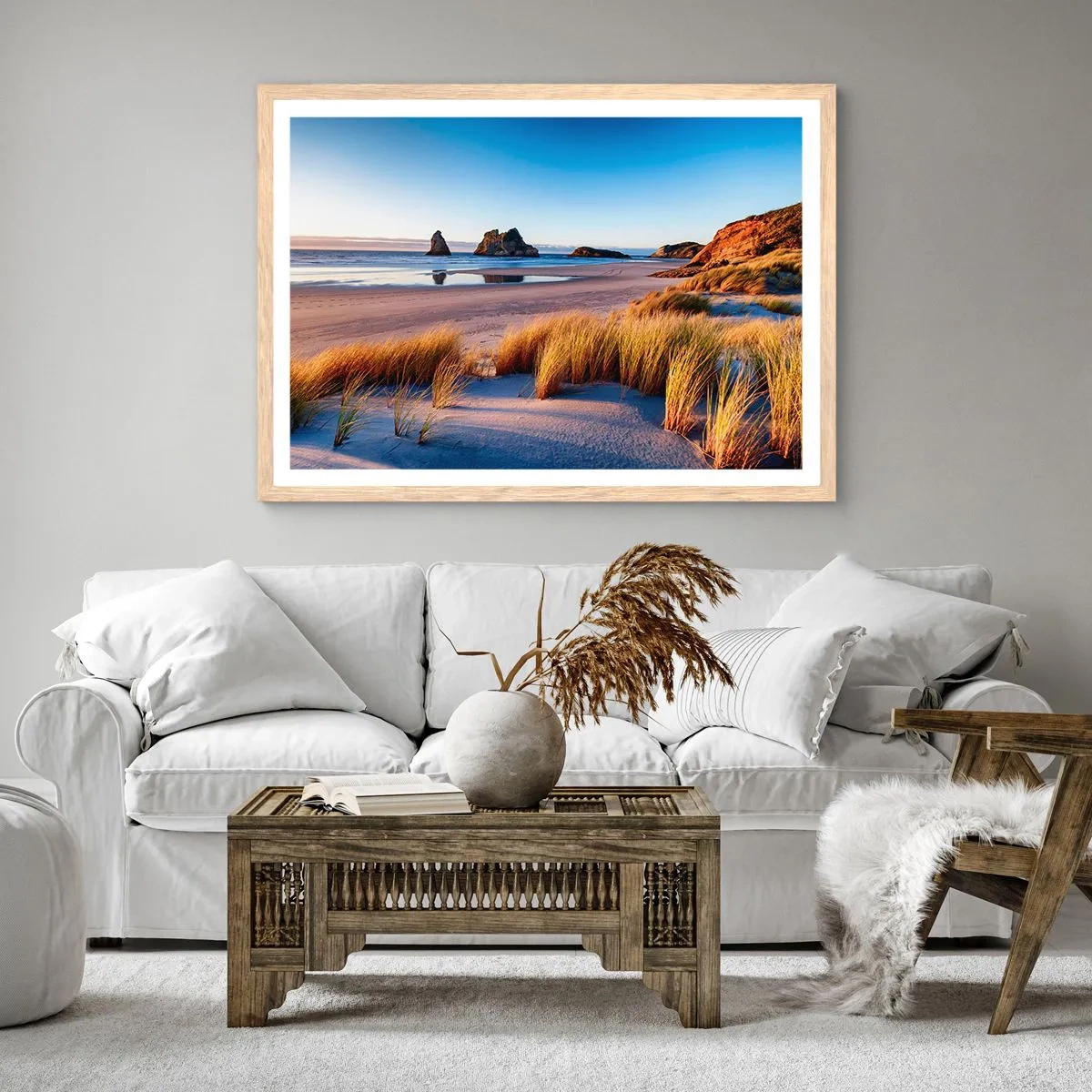 Poster in einem Rahmen aus heller Eiche - Für Friedenssuchende - 100x70 cm