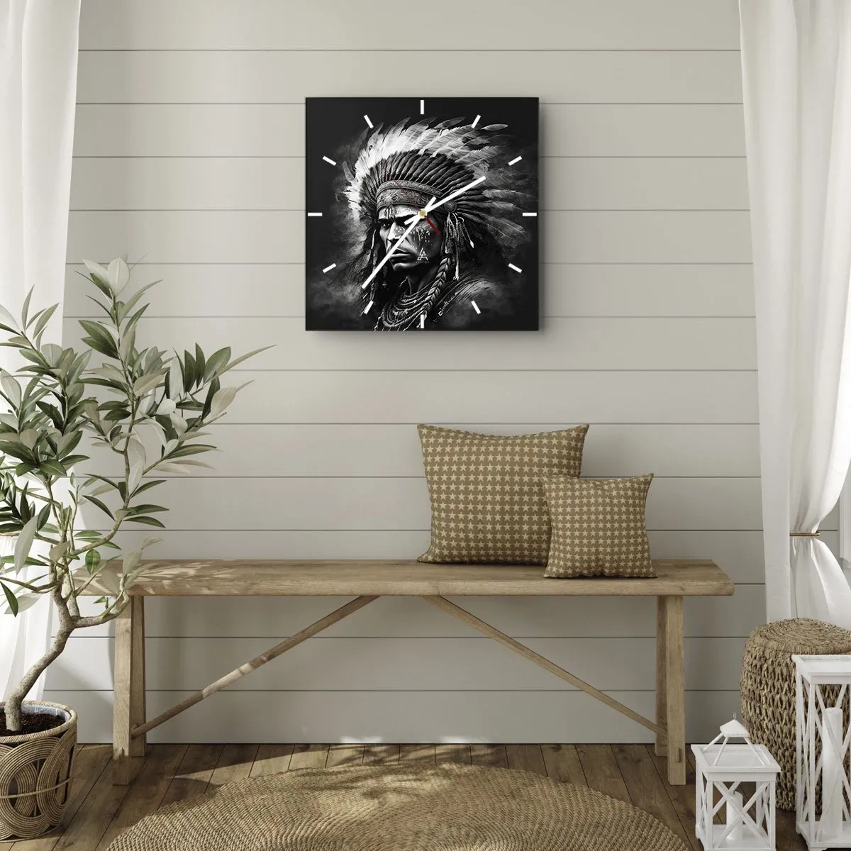 Wanduhr - Glasuhr - Anführer und Krieger - 30x30 cm