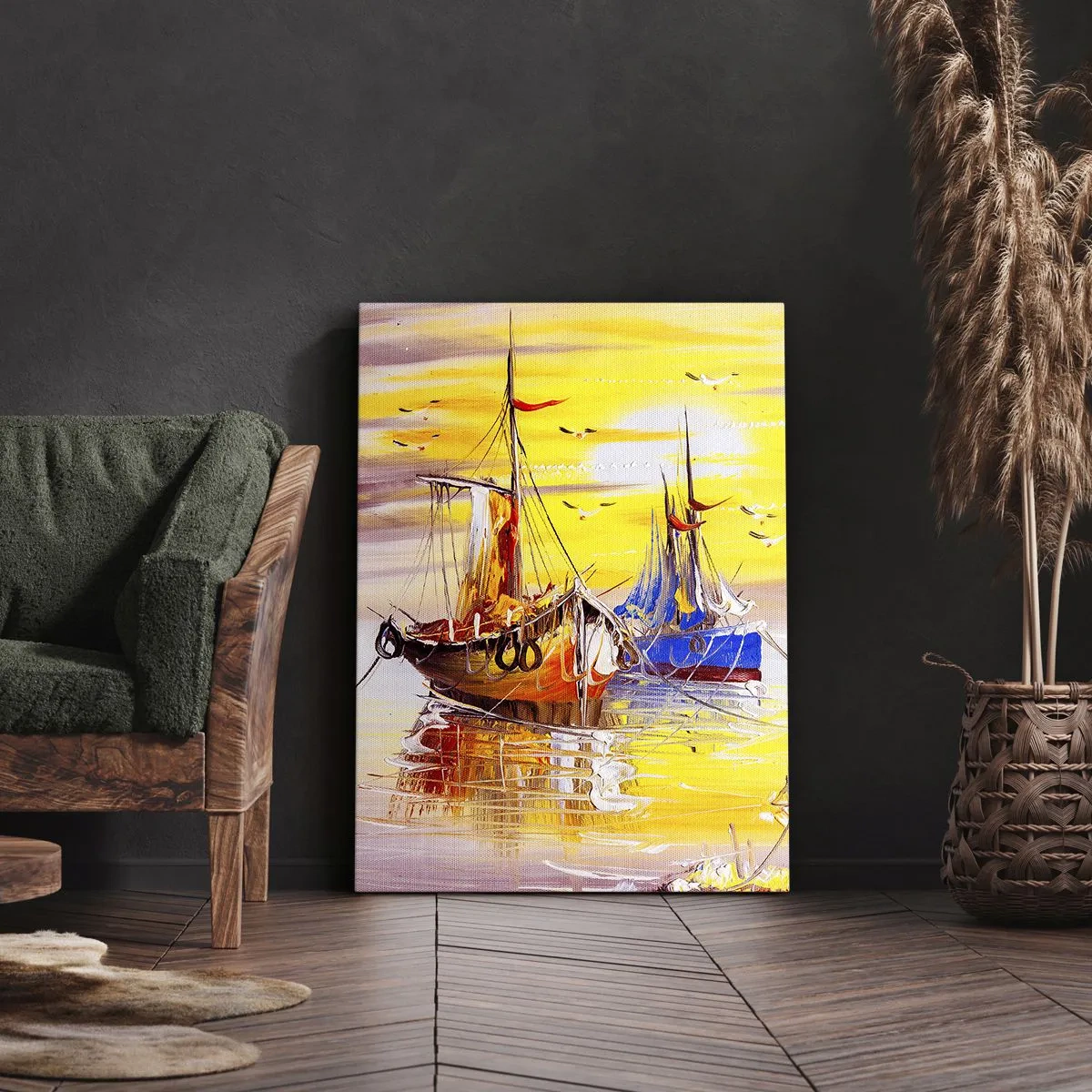 Bild auf Leinwand - Leinwandbild - Eine wohlverdiente Pause im Hafen - 55x100 cm