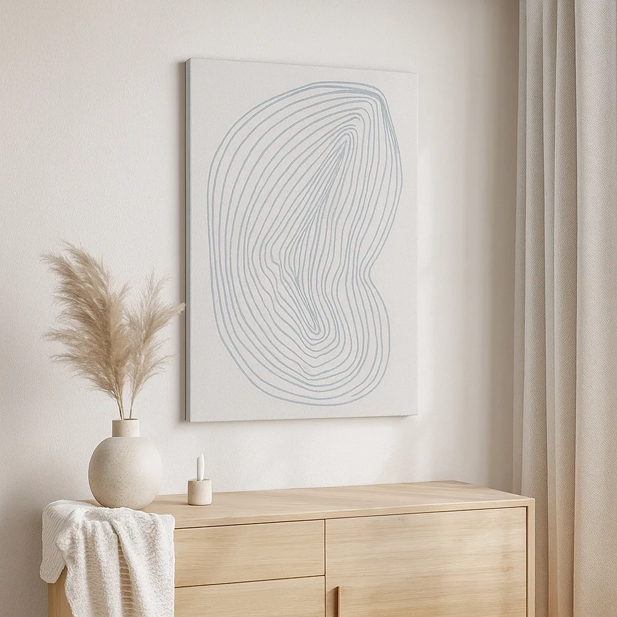 Bild auf Leinwand - Leinwandbild - Abstraktes Wellenmotiv in zartem Blau - 50x70cm - Das Lächeln der Wassertropfen - Moderne Wanddekoration für Wohnzimmer und Schlafzimmer ARTTOR