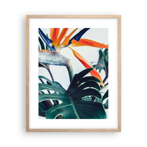 Poster in einem Rahmen aus heller Eiche - Vogelbusch - 40x50 cm
