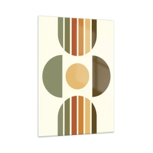 Glasbild - Bild auf glas - Abstraktes geometrisches Design mit Erdtönen und kräftigen Formen - 50x70cm - In Erdtönen - Moderne Wanddekoration für Wohnzimmer und Schlafzimmer ARTTOR