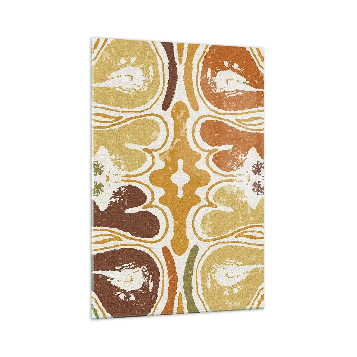 Glasbild - Bild auf glas - Warme abstrakte Muster in Gelb- und Brauntönen - 70x100cm - Sentimentale Abstraktion - Moderne Wanddekoration für Wohnzimmer und Schlafzimmer ARTTOR
