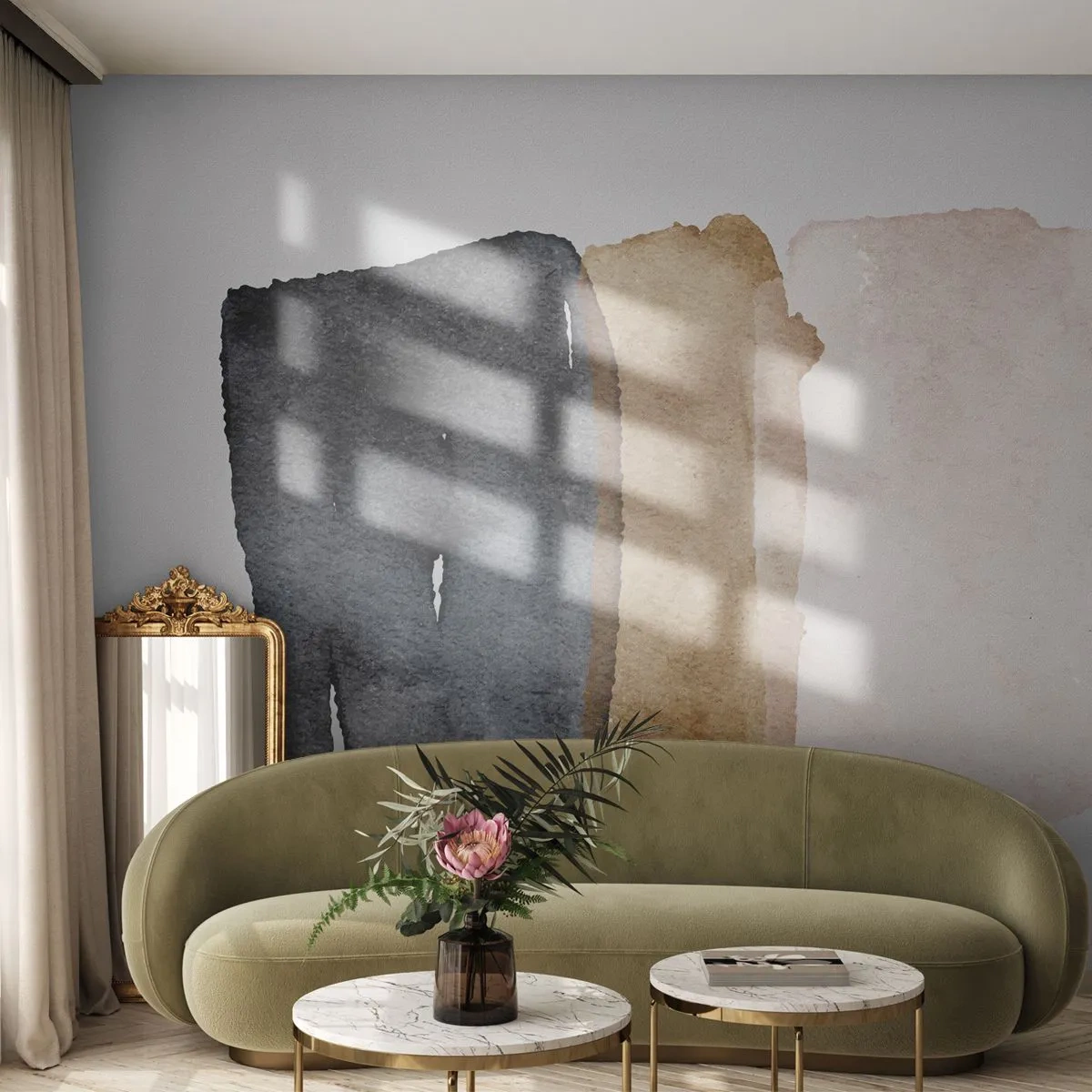 Fototapete Premium Sand - Aquarellkomposition in erdigen Farbtönen - 100x70cm - Die Komposition der Farben der Erde - Moderne Wanddekoration für Wohnzimmer und Schlafzimmer ARTTOR