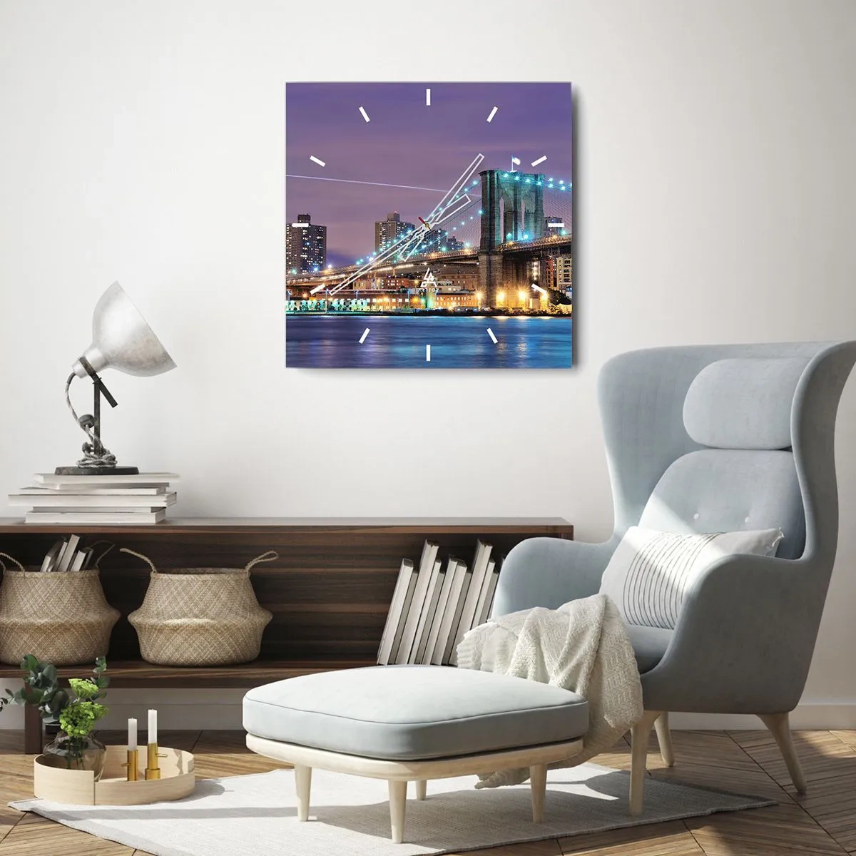 Wanduhr - Glasuhr - Seit vielen Jahren die Brooklyn Bridge - 40x40 cm