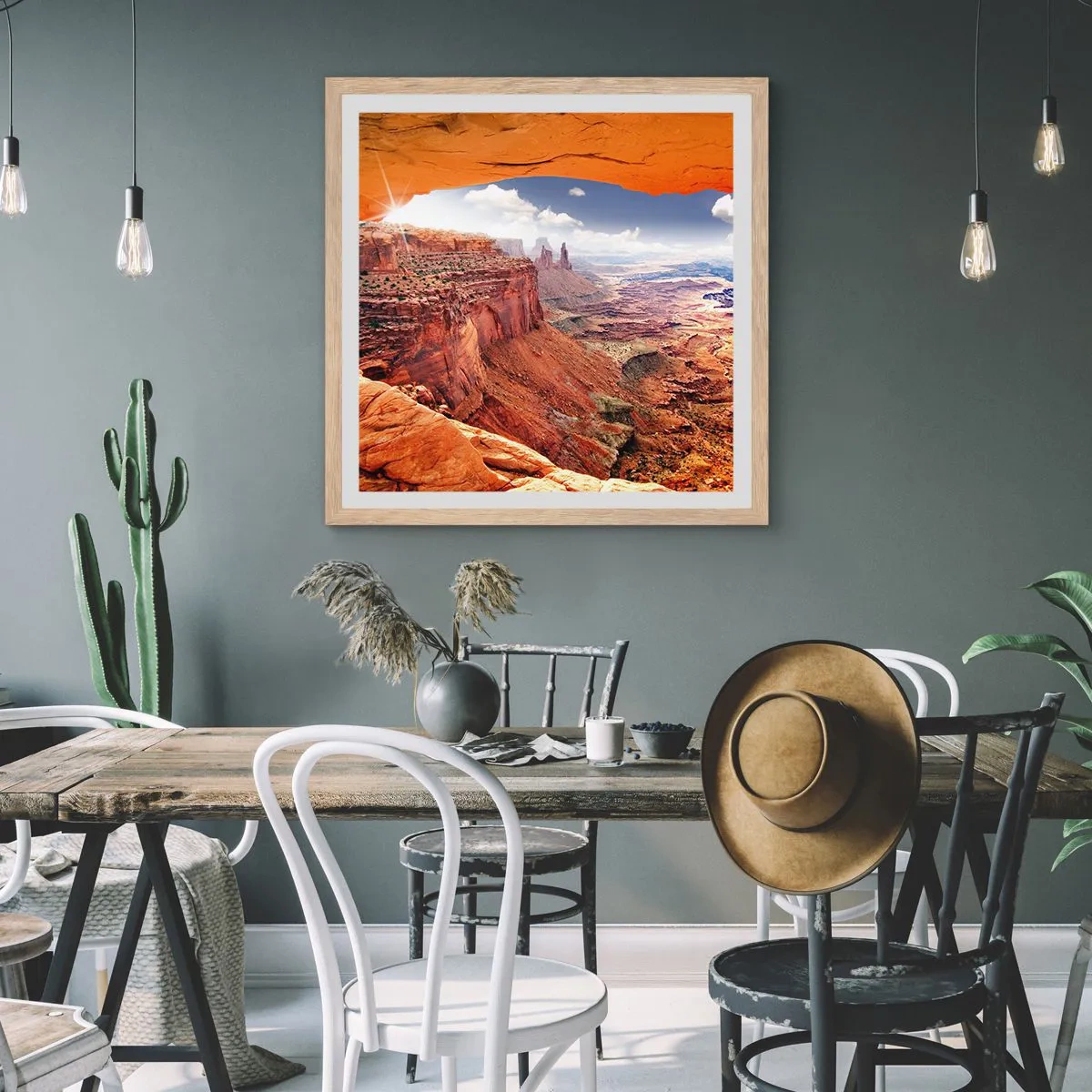 Poster in einem Rahmen aus heller Eiche - Von der Natur selbst geschnitzt - 40x40 cm