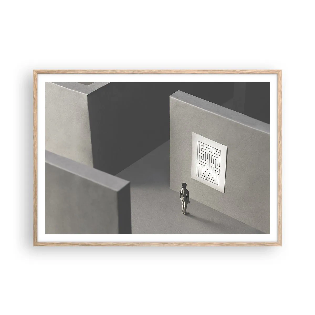 Poster in einem Rahmen aus heller Eiche - Aber wo bin ich? - 100x70 cm