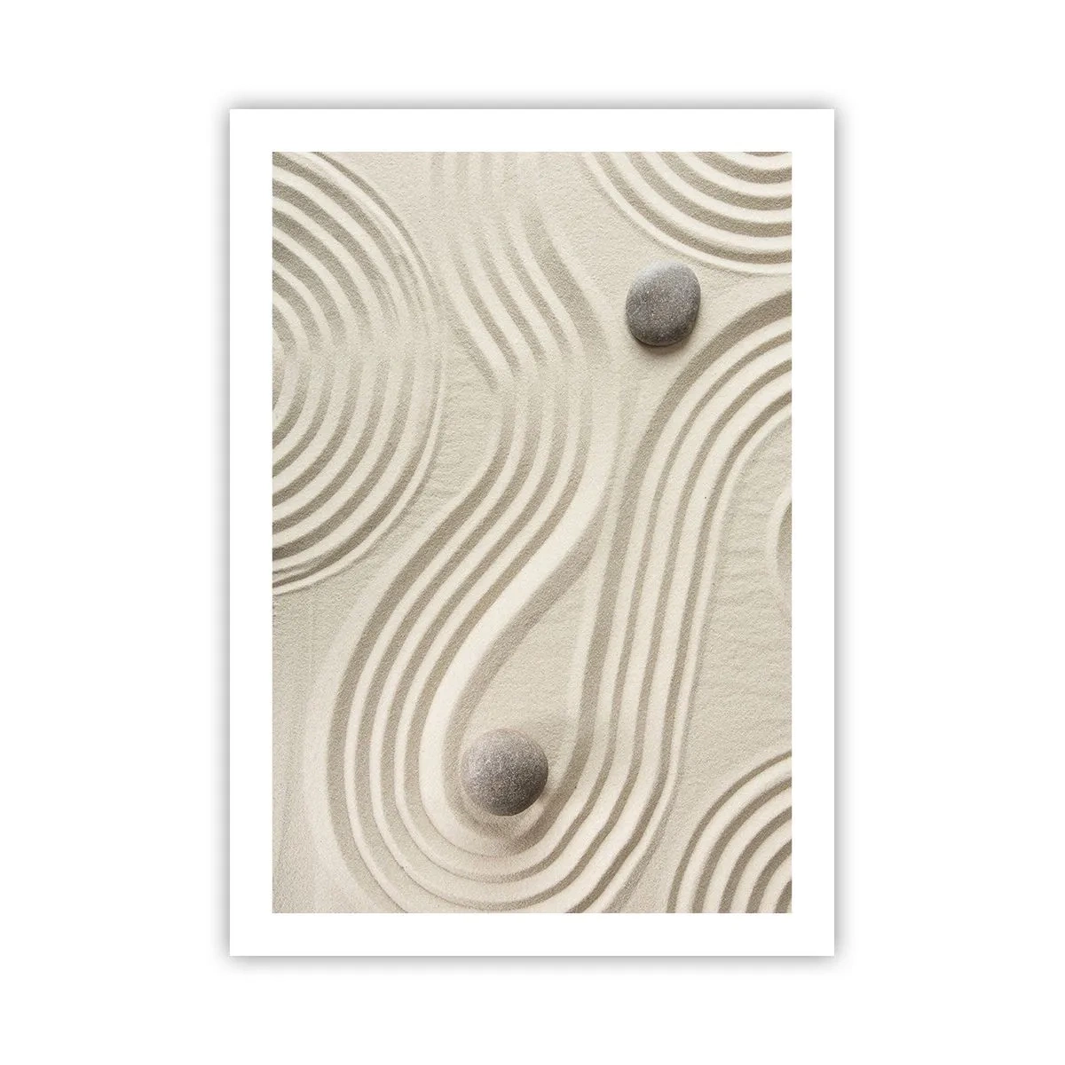 Poster - Eine minimalistische Komposition eines japanischen Zen-Gartens mit Steinen - 50x70cm - Ein Hauch von Wärme - Moderne Wanddekoration für Wohnzimmer und Schlafzimmer ARTTOR