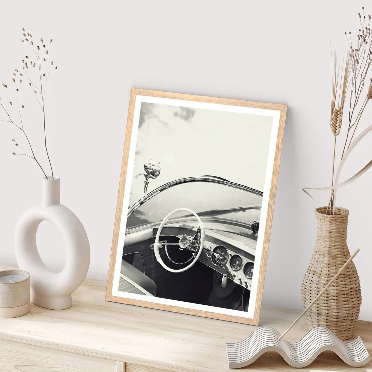 Poster in einem Rahmen aus heller Eiche - Wetter für die Reichen - 70x100 cm