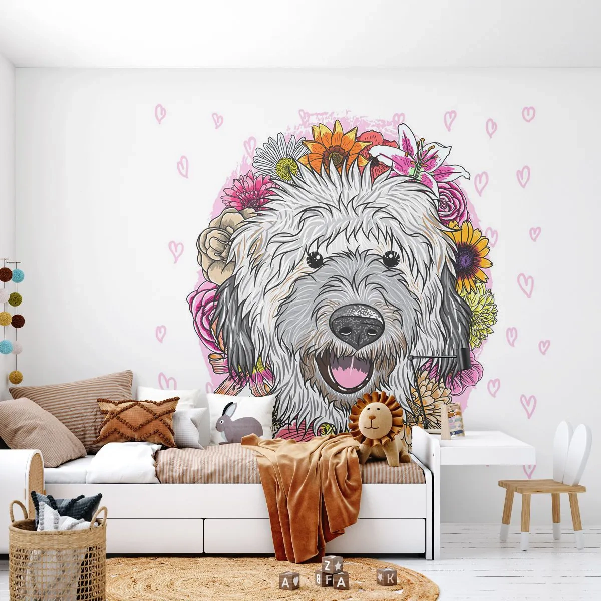 Fototapete Standard Eco - Welpenfreude - Abstraktion, Hund, Für Kinder - 500x350 cm