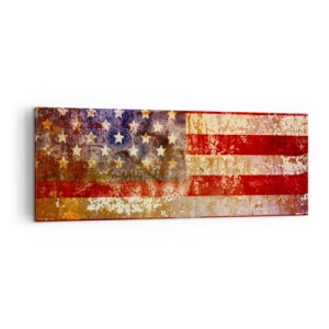 Bild auf Leinwand - Leinwandbild - Stilisierte US-Flagge mit gealtertem Effekt - 140x50cm - Ruhm verblasst nicht - Moderne Wanddekoration für Wohnzimmer und Schlafzimmer ARTTOR