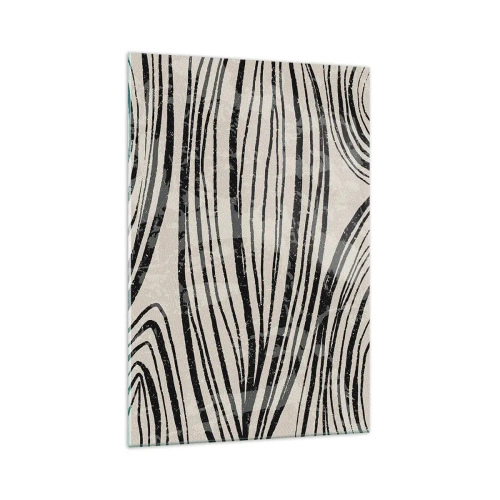 Glasbild - Bild auf glas - Abstrakte Wellen in Schwarz-Weiß-Tönen - 70x100cm - Linienpool - Moderne Wanddekoration für Wohnzimmer und Schlafzimmer ARTTOR