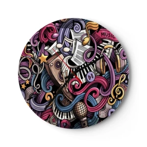 Wanduhr - Glasuhr - Abstrakte Komposition musikalischer Motive und Instrumente - 30x30cm - Komplizierte Melodie - Moderne Wanddekoration für Wohnzimmer, Küche und Schlafzimmer ARTTOR