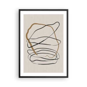 Poster in einem schwarzem Rahmen - Minimalistische Abstraktion mit dynamischen Linien - 50x70cm - Komposition – Looptanz - Moderne Wanddekoration für Wohnzimmer und Schlafzimmer ARTTOR