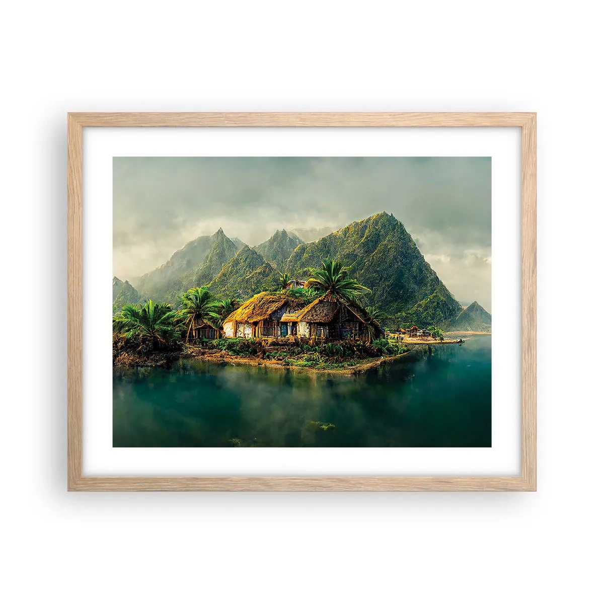 Poster in einem Rahmen aus heller Eiche - Tropisches Paradies - 50x40 cm