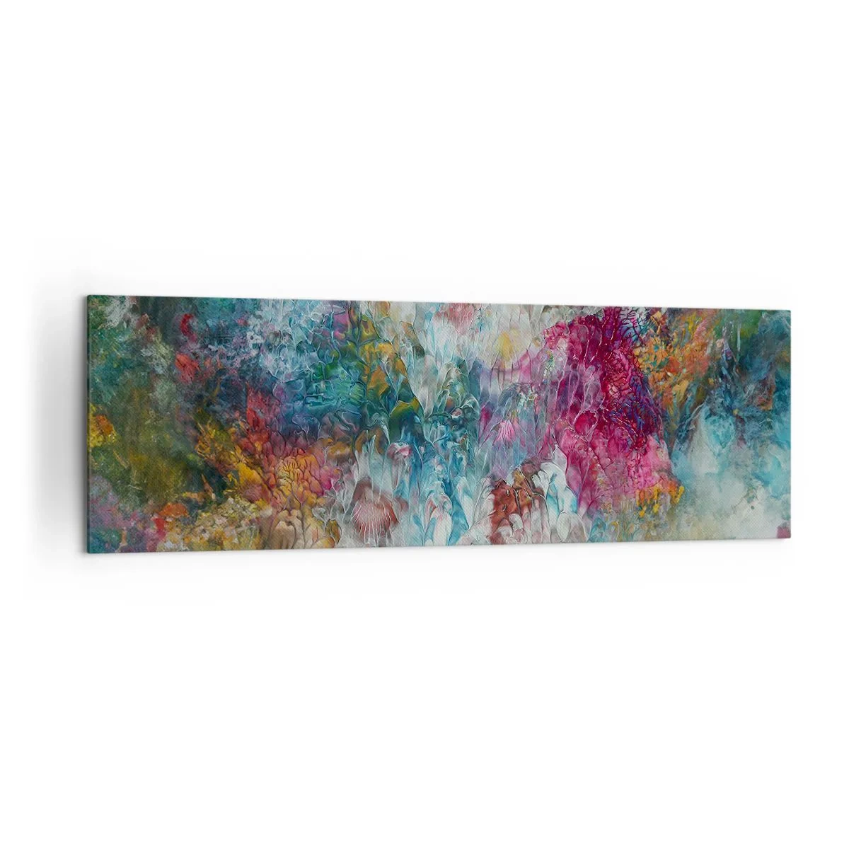 Bild auf Leinwand - Leinwandbild - Eine farbenfrohe Abstraktion, die an blühende Blumen erinnert - 160x50cm - In voller Blüte - Moderne Wanddekoration für Wohnzimmer und Schlafzimmer ARTTOR