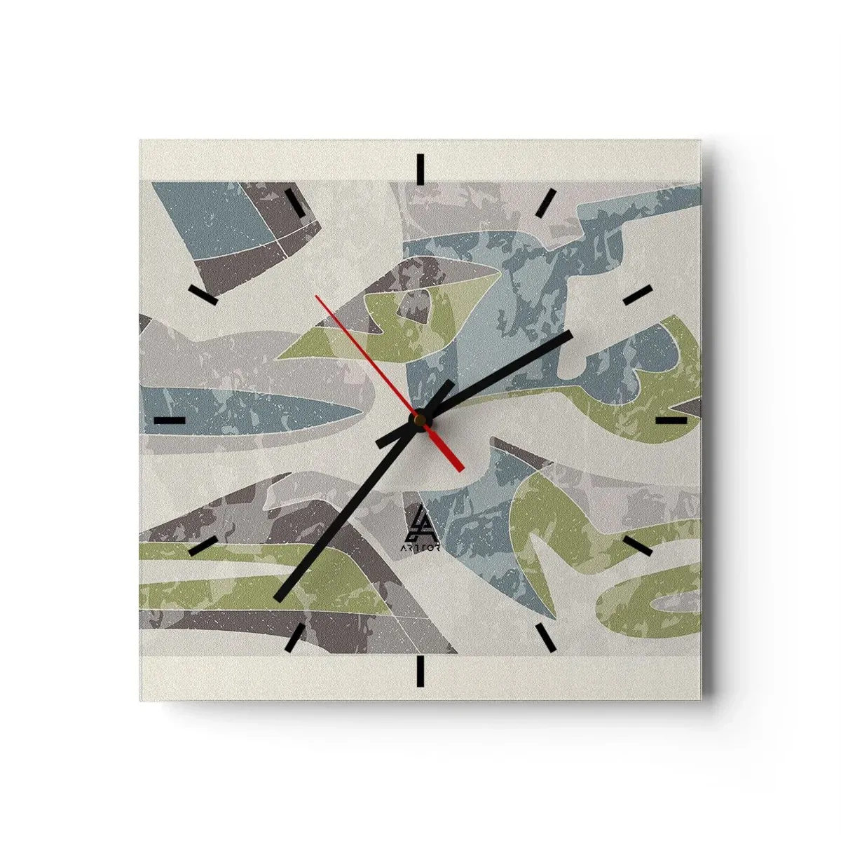 Wanduhr - Glasuhr - Komposition hinter dem Glas - 40x40 cm