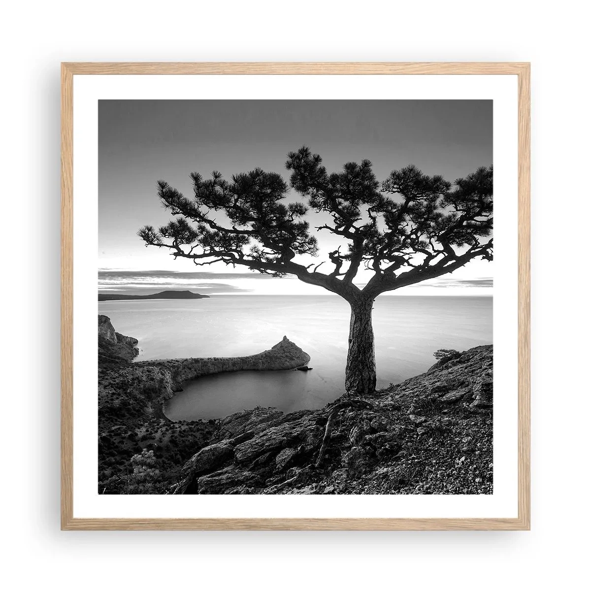 Poster in einem Rahmen aus heller Eiche - Stille bis zum Horizont - 60x60 cm