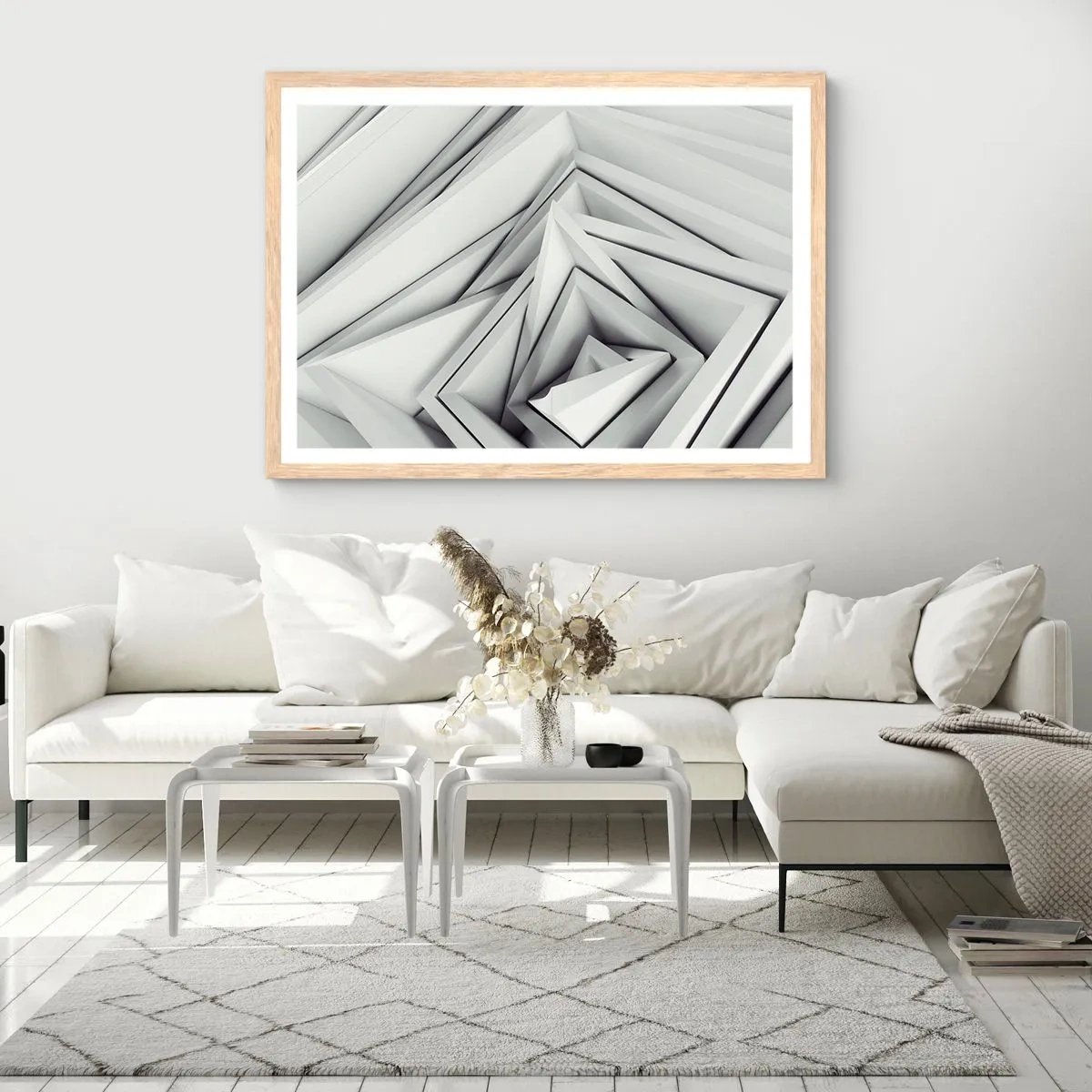 Poster in einem Rahmen aus heller Eiche - Spitzwinklige Knospen - 70x50 cm