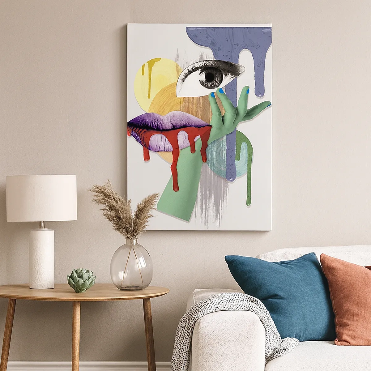 Bild auf Leinwand - Leinwandbild - Dekonstruiertes Porträt mit abstrakten Elementen - 50x70cm - Ein dekonstruiertes Porträt - Moderne Wanddekoration für Wohnzimmer und Schlafzimmer ARTTOR