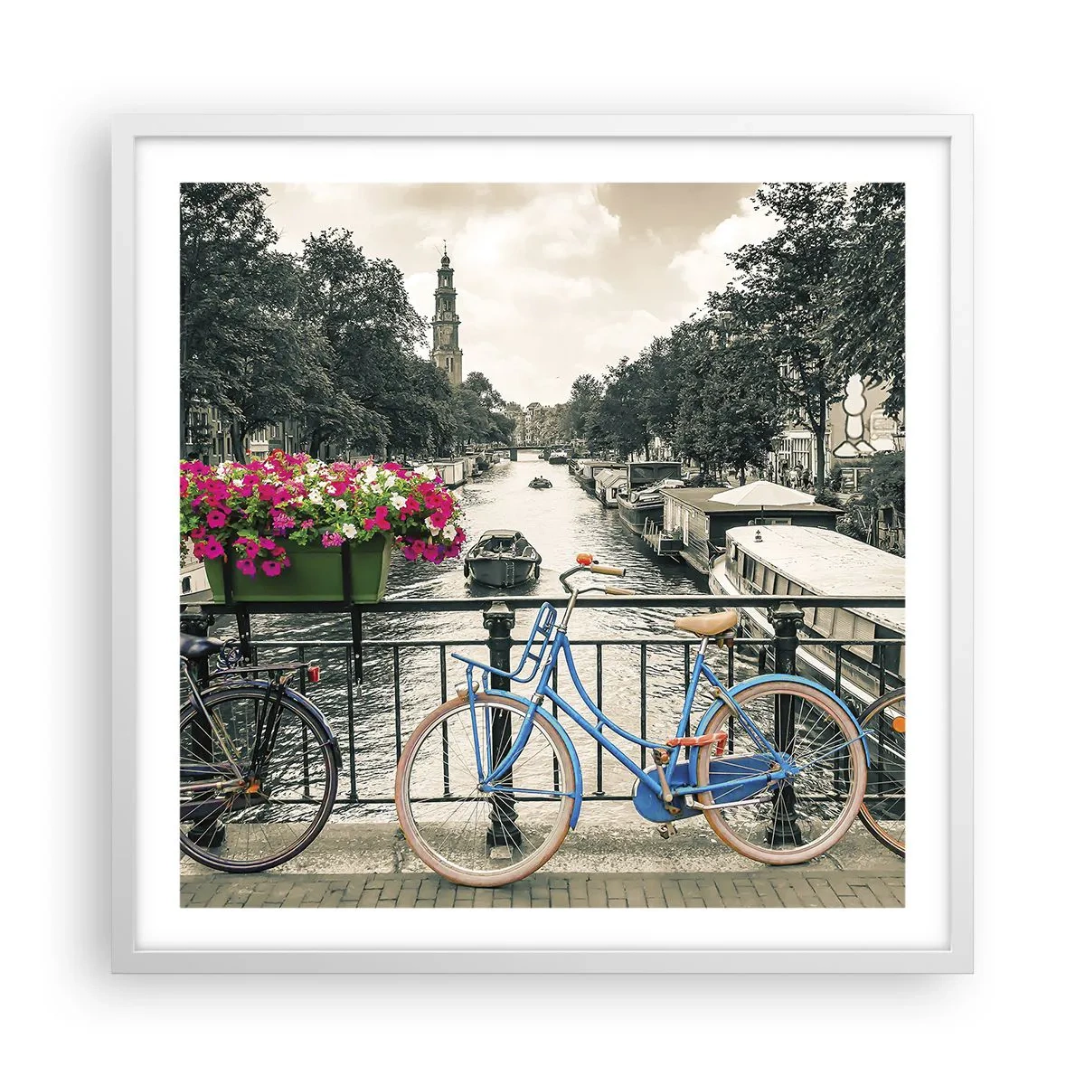 Poster in einem weißen Rahmen - Die Farben der Amsterdamer Straße - 60x60 cm