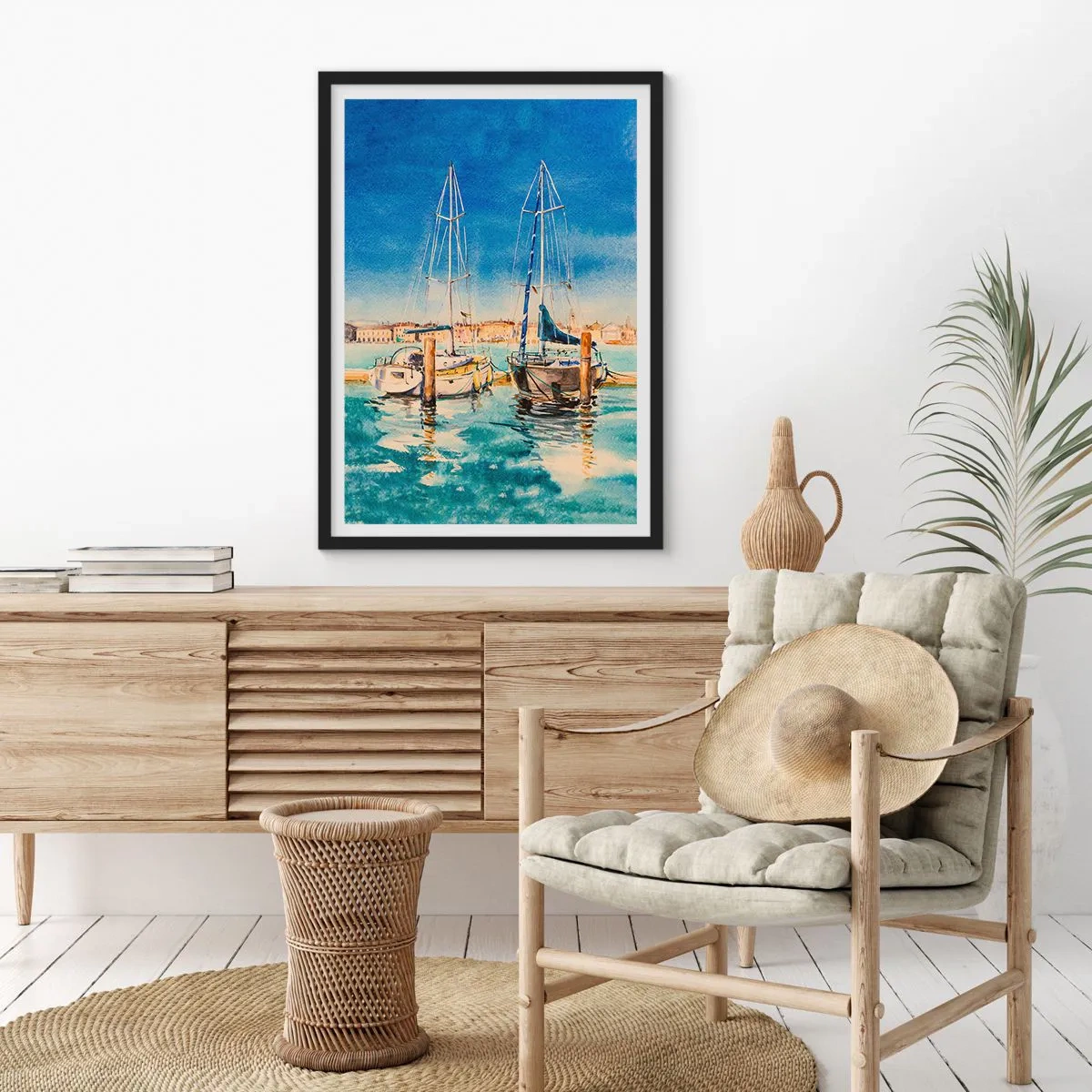 Poster in einem schwarzem Rahmen - Sonnige Lagune - 61x91 cm