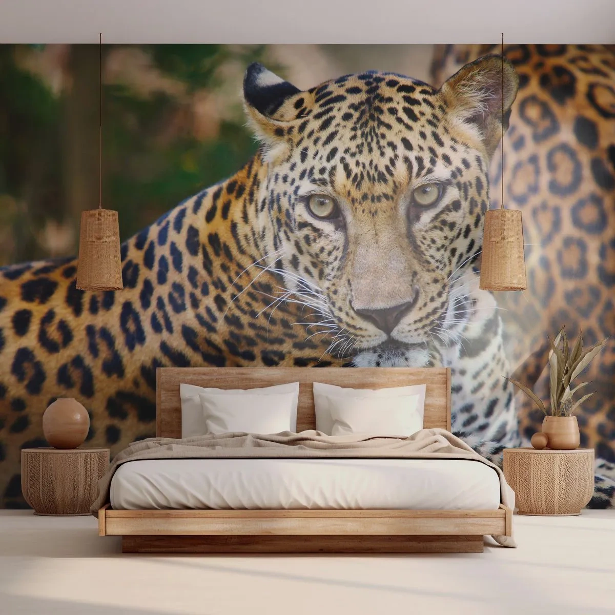 Fototapete Premium Canvas - Wild und ruhig - Tiere, Leopard, Afrika - 250x175 cm