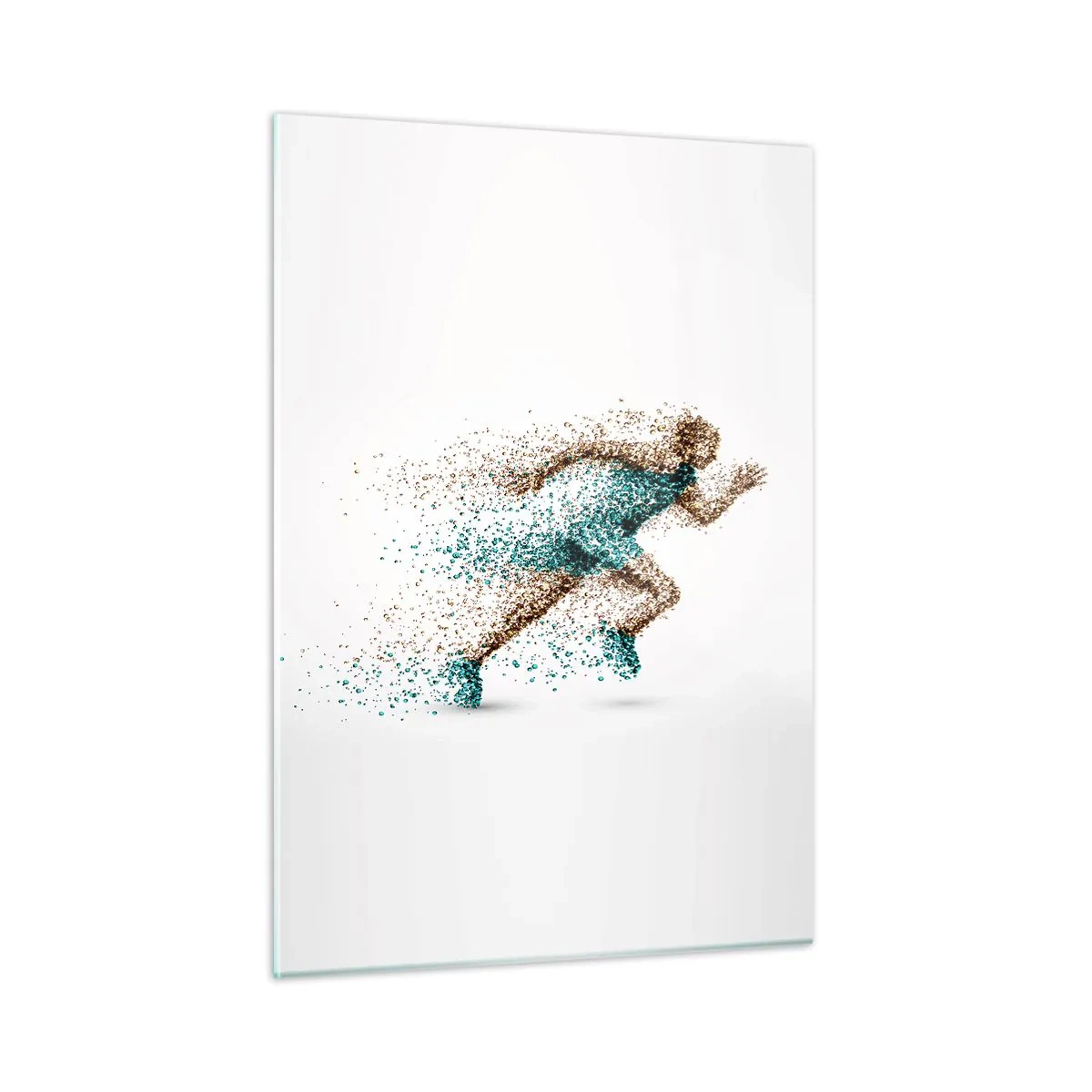 Glasbild - Bild auf glas - Eine Läuferfigur aus bunten Partikeln - 50x70cm - Das Leben ist ein Lauf - Moderne Wanddekoration für Wohnzimmer und Schlafzimmer ARTTOR