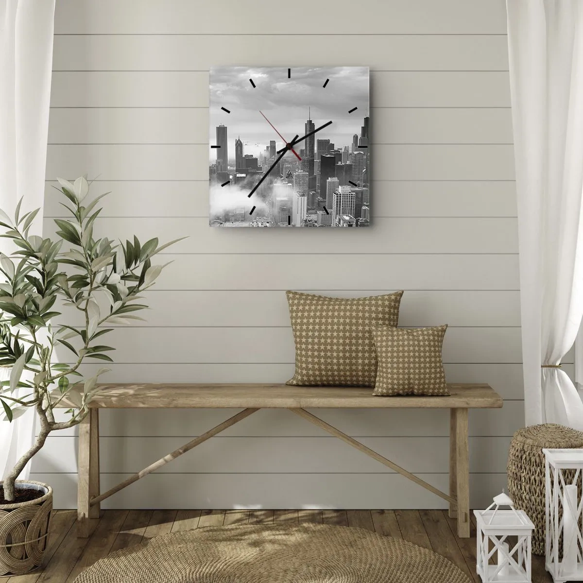 Wanduhr - Glasuhr - Amerikanische Landschaft - 30x30 cm