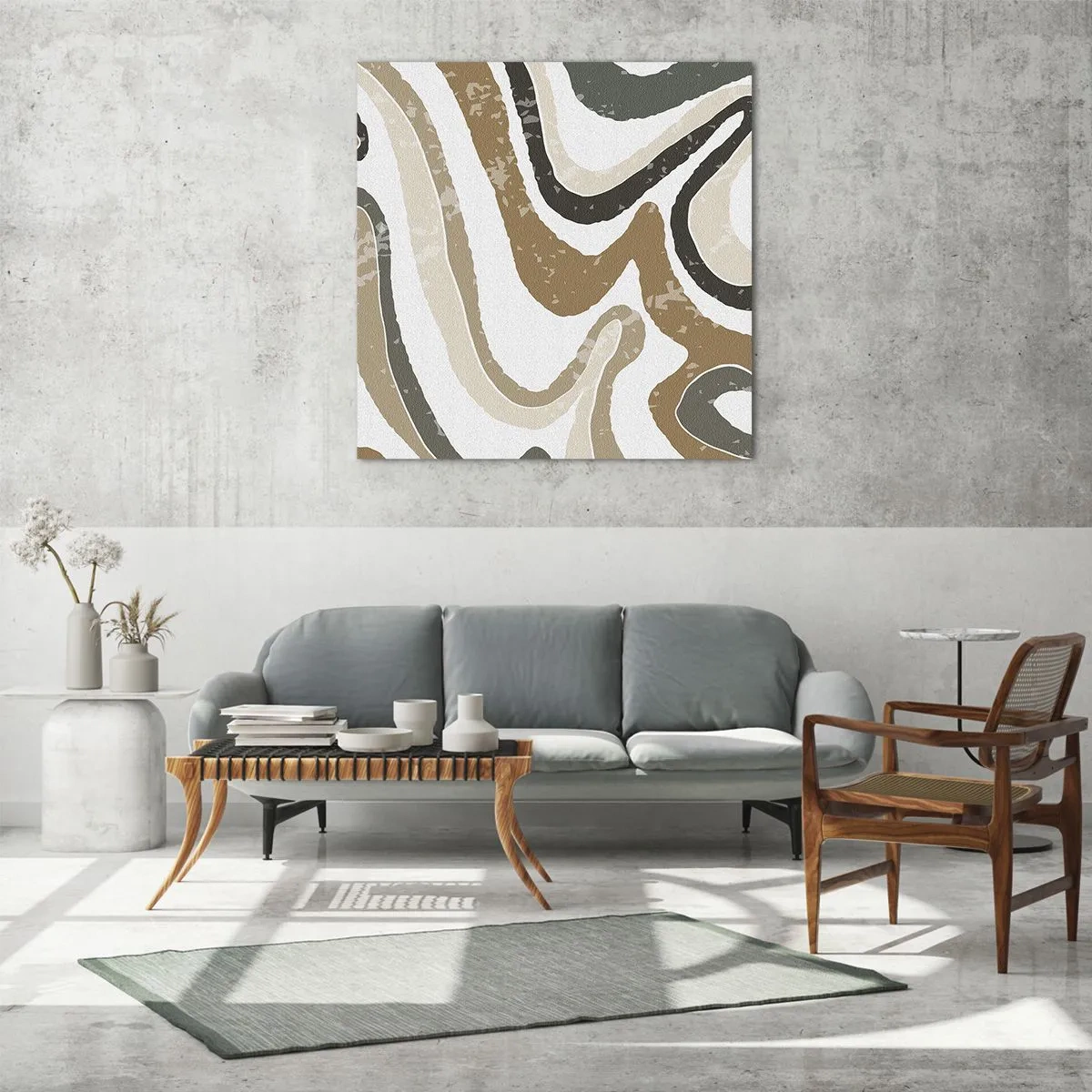 Glasbild - Bild auf glas - Mäander in Erdfarben - 60x60 cm