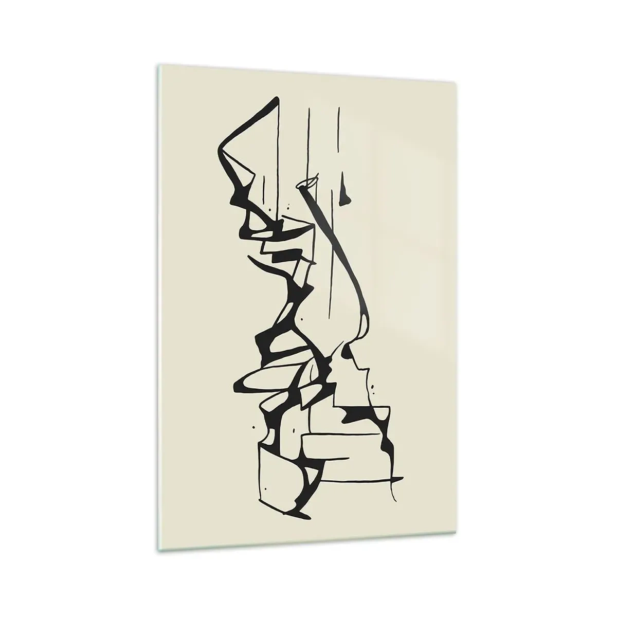 Glasbild - Bild auf glas - Abstrakte Zeichnung von Bergen in Schwarz und Weiß - 70x100cm - Vielleicht eine Landschaft - Moderne Wanddekoration für Wohnzimmer und Schlafzimmer ARTTOR