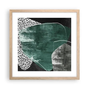 Poster in einem Rahmen aus heller Eiche - Bunte Abstraktion mit Blattgold - 40x40 cm