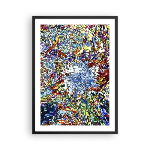 Poster in einem schwarzem Rahmen - Abstrakter Fluss aus Farben und Strukturen - 50x70cm - Glasmalerei Wassertropfen - Moderne Wanddekoration für Wohnzimmer und Schlafzimmer ARTTOR