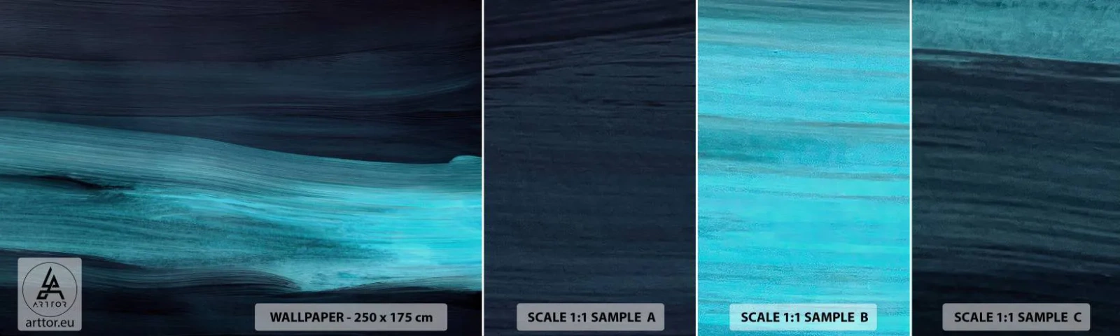 Fototapetenmuster Standard Eco - Gehen Sie mit dem Strom - Dunkel, Stück, Abstraktion - 100x30 cm
