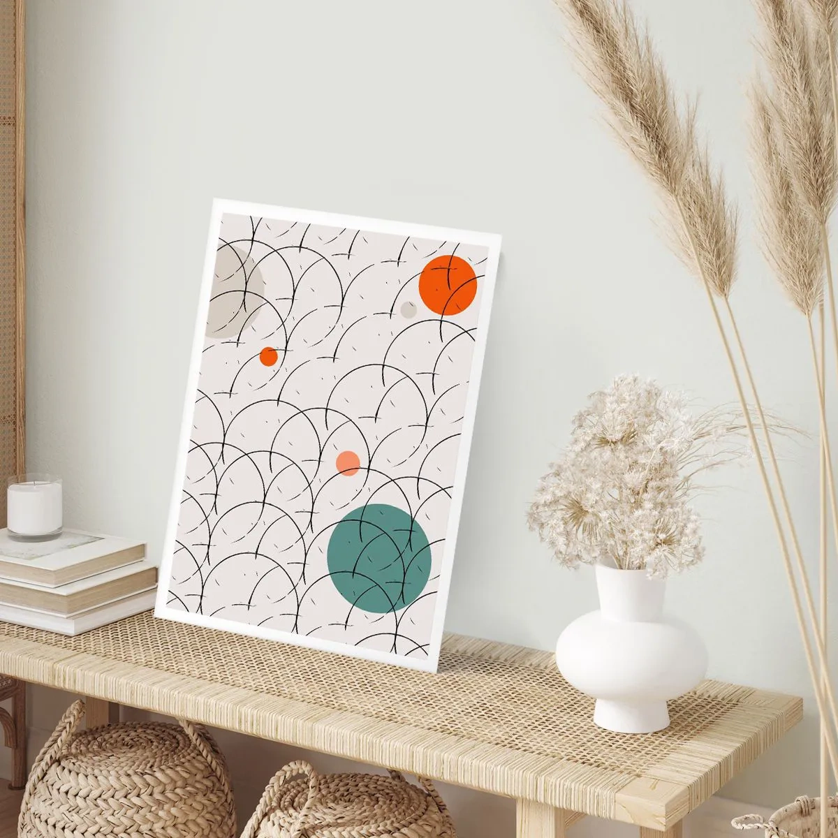 Poster - Moderne geometrische Abstraktion mit farbigen Akzenten - 50x70cm - Im Pop-Art-Geist - Moderne Wanddekoration für Wohnzimmer und Schlafzimmer ARTTOR