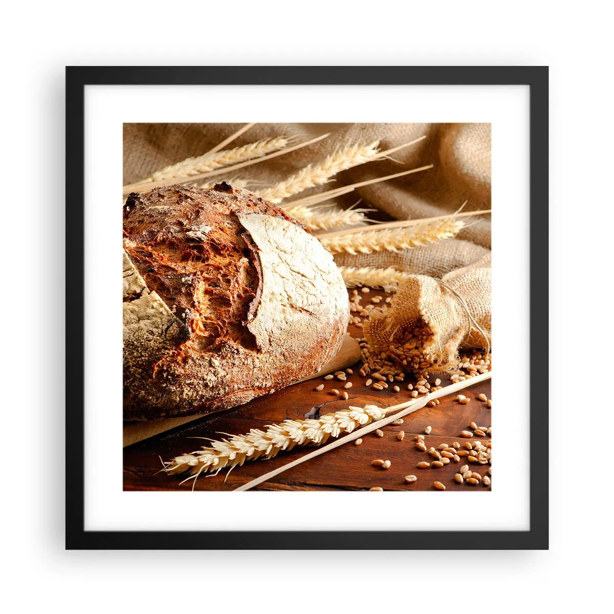 Poster in einem schwarzem Rahmen - Appetitanregend, duftend, knackig - 40x40 cm