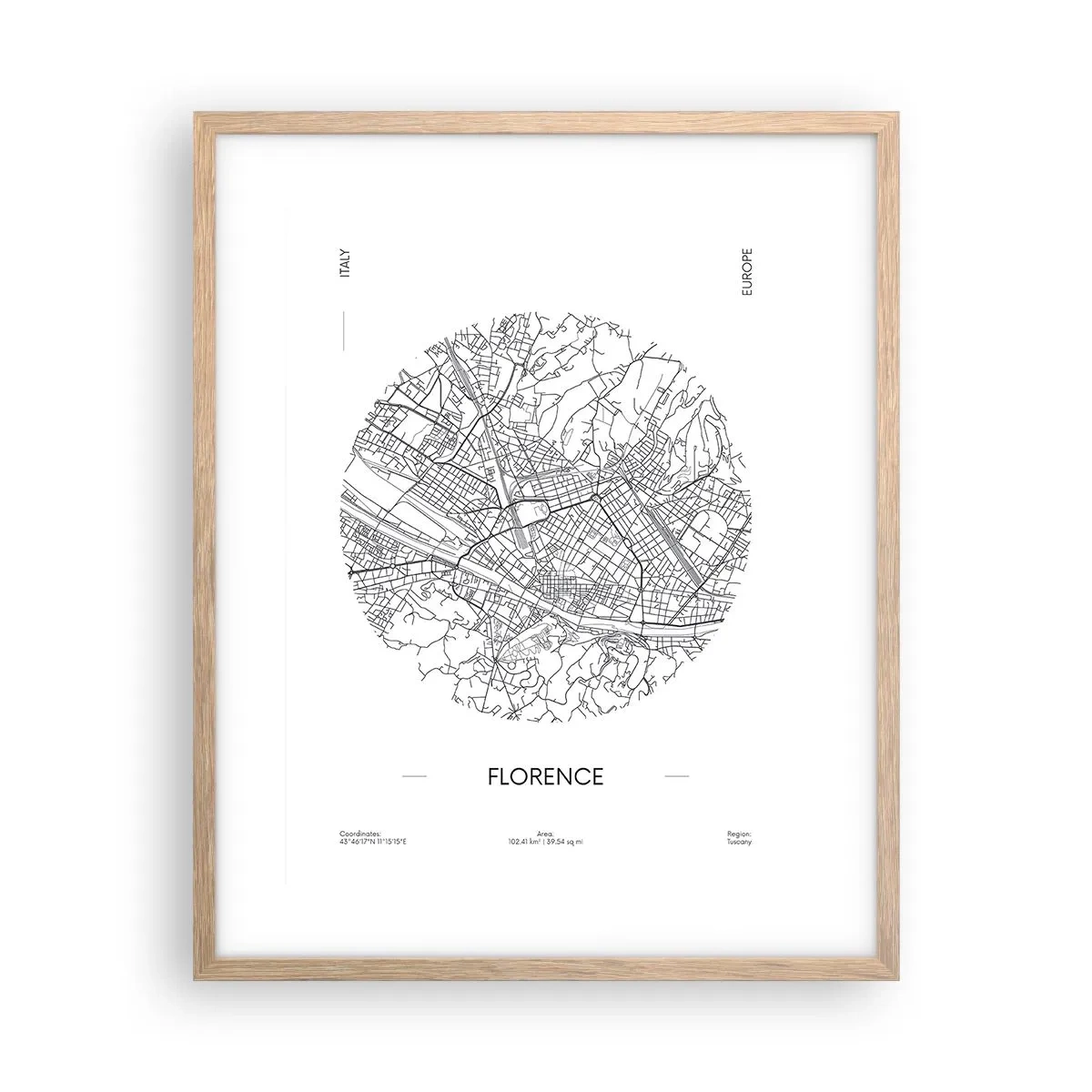 Poster in einem Rahmen aus heller Eiche - Anatomie von Florenz - 40x50 cm