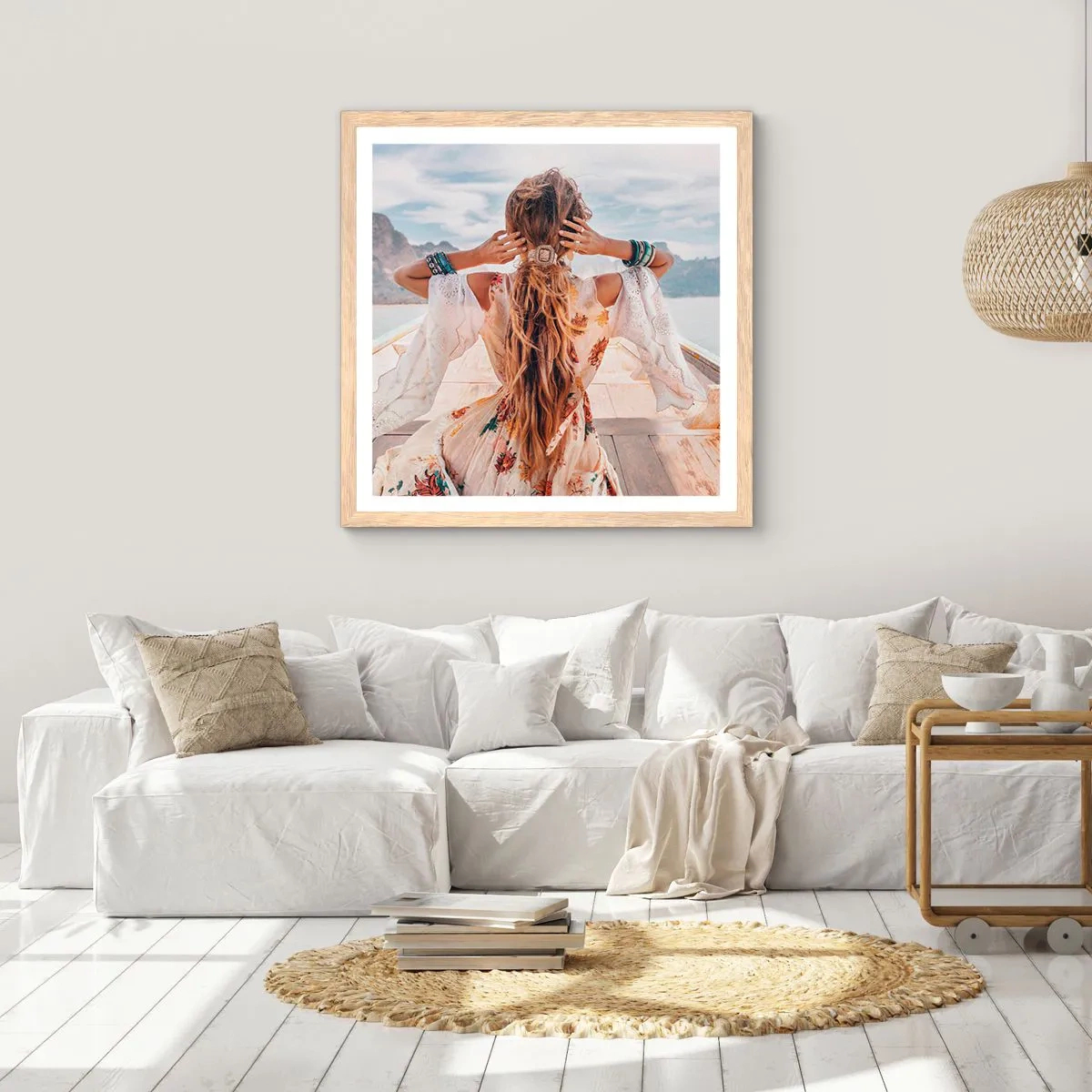 Poster in einem Rahmen aus heller Eiche - Auf dem Weg zum Glück - 30x30 cm