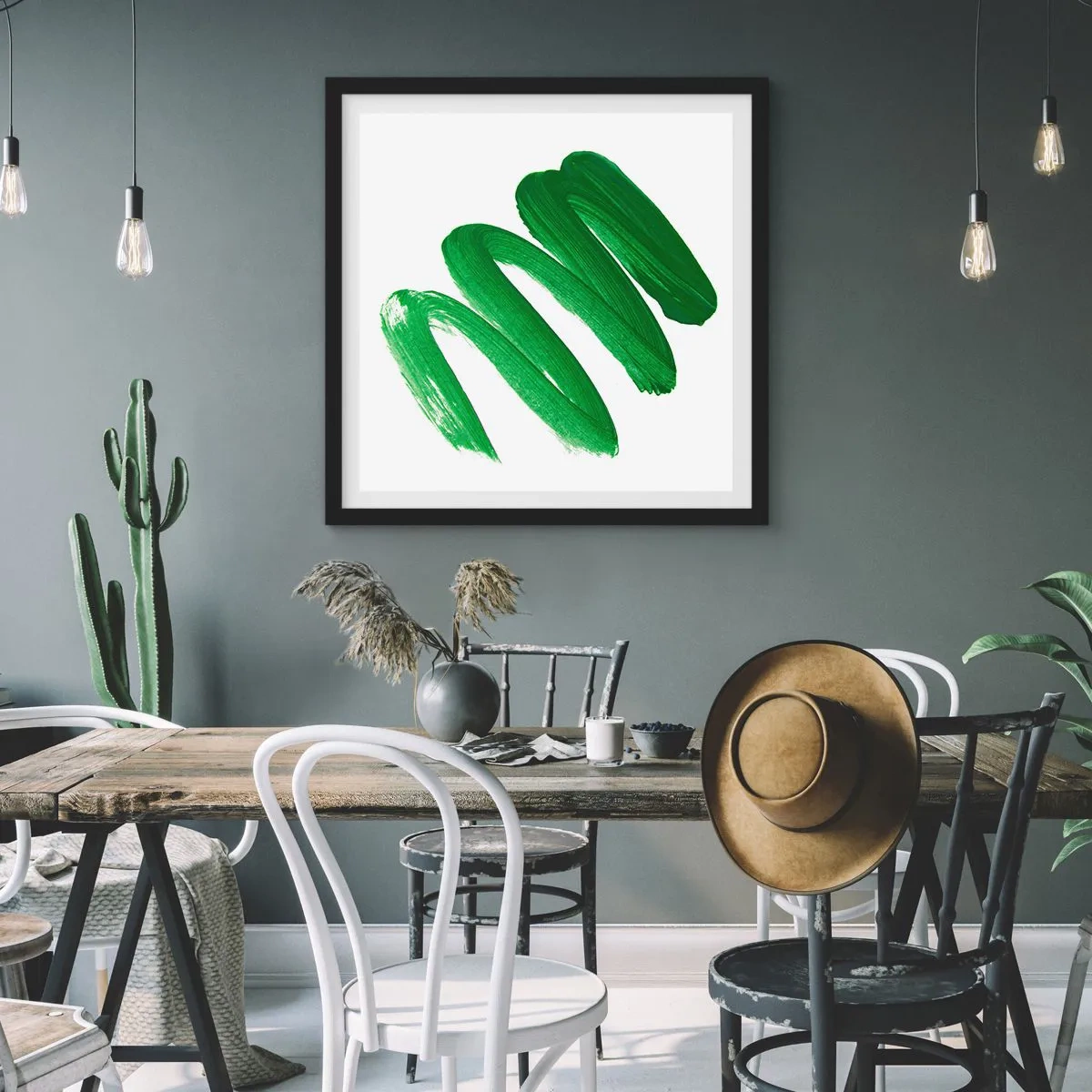 Poster in einem schwarzem Rahmen - Grüner Witz - 60x60 cm