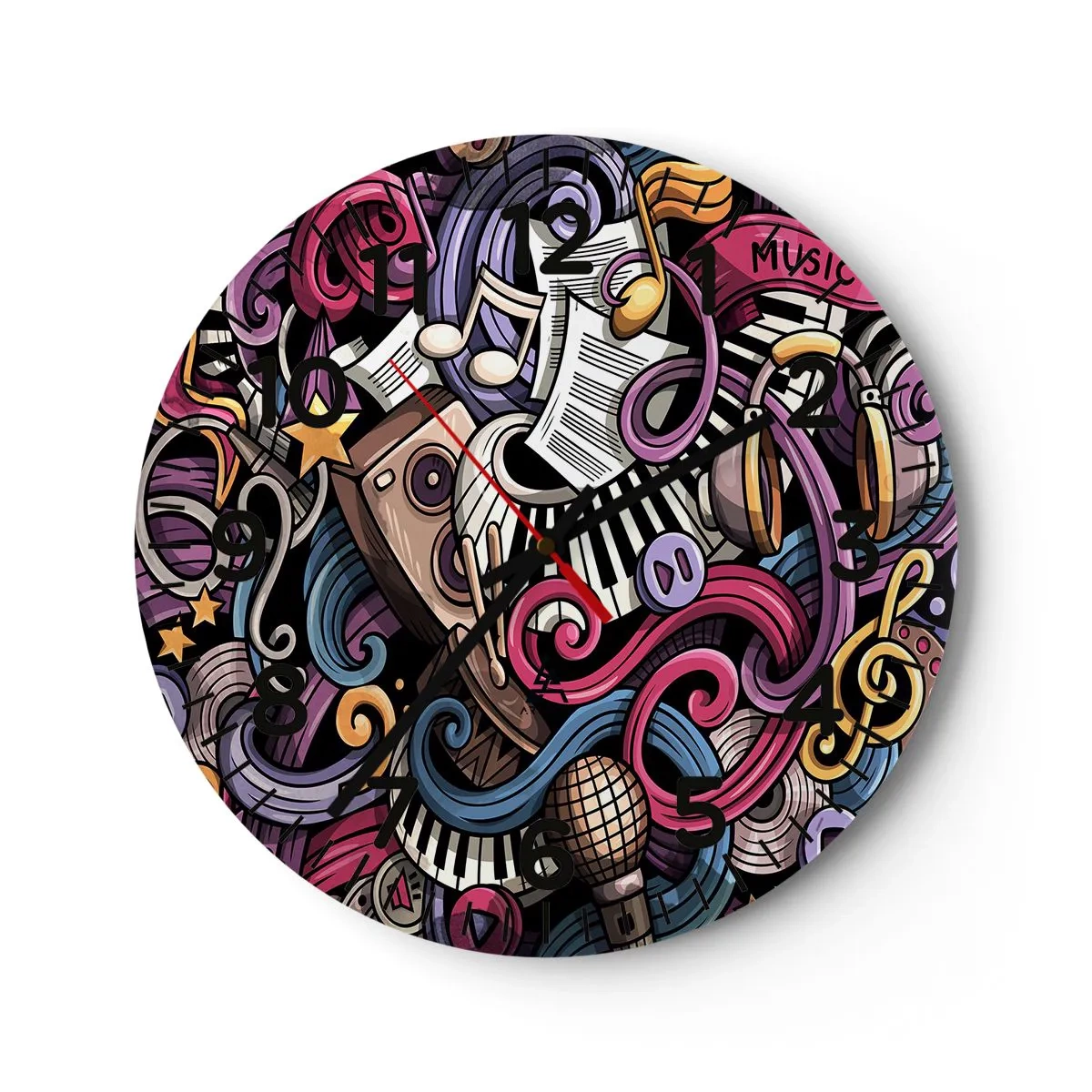 Wanduhr - Glasuhr - Komplizierte Melodie - 40x40 cm