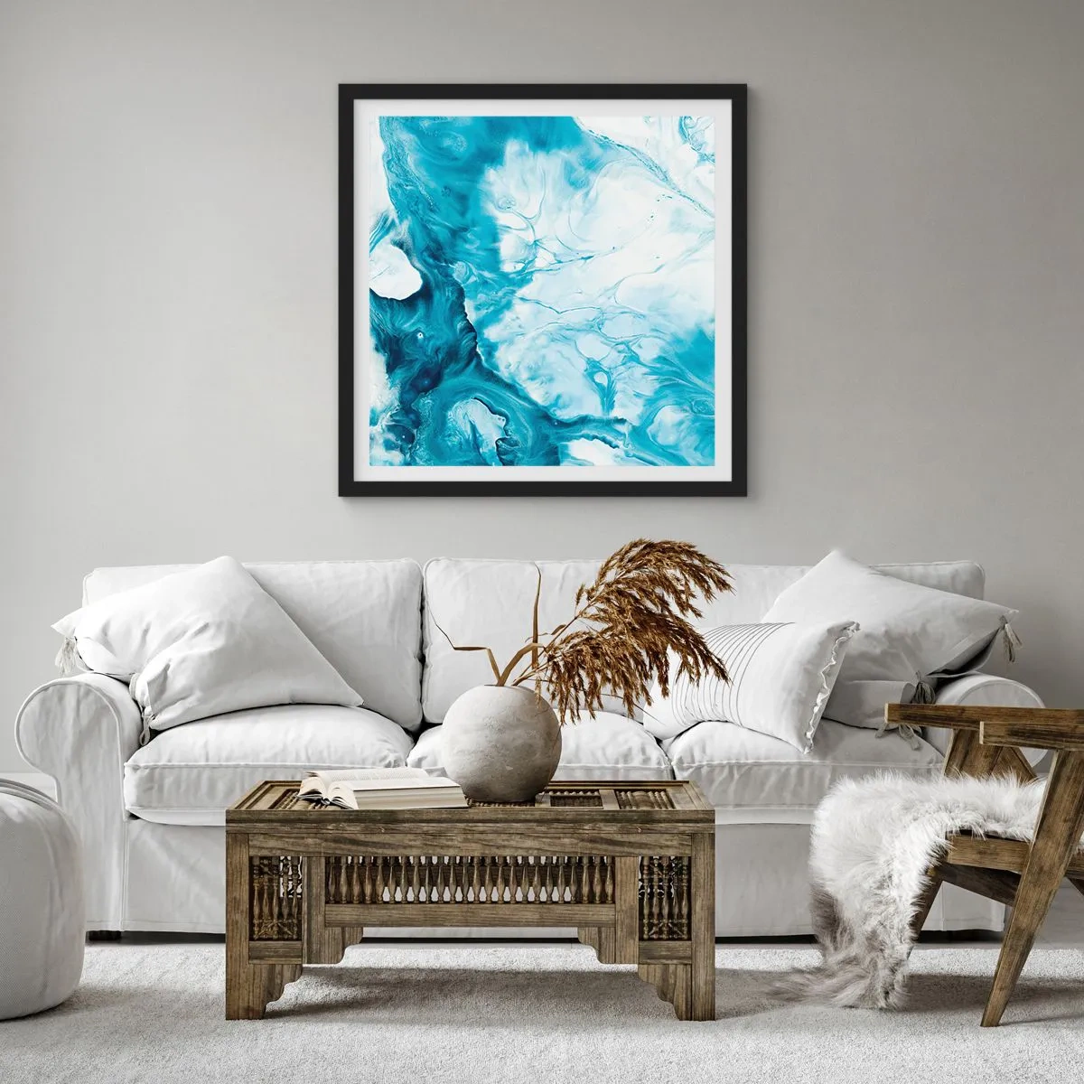 Poster in einem schwarzem Rahmen - Blaues Konzert - 40x40 cm