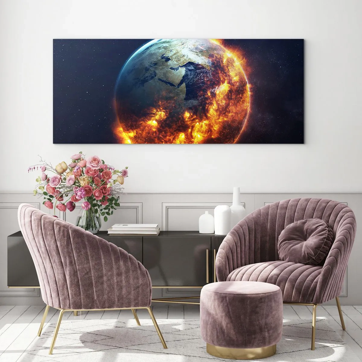 Glasbild - Bild auf glas - Die Flamme der Apokalypse - 90x30 cm