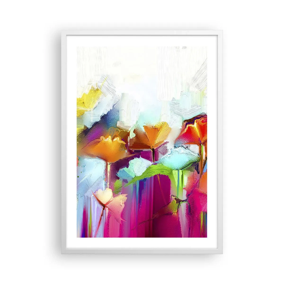 Poster in einem weißen Rahmen - Der Regenbogen ist aufgeblüht - 50x70 cm