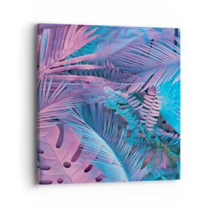 Bild auf Leinwand - Leinwandbild - Tropen in Rosa und Blau - 40x40 cm
