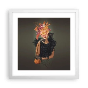 Poster in einem weißen Rahmen - Der Zauber einer Hexe - 40x40 cm