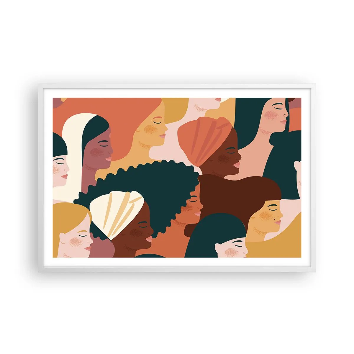 Poster in einem weißen Rahmen - Nur Weiblichkeit - 91x61 cm