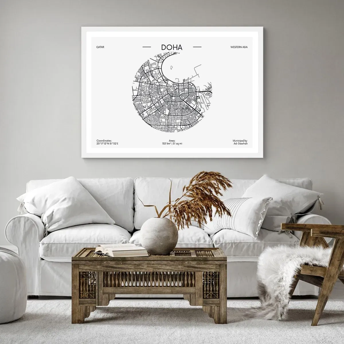 Poster in einem weißen Rahmen - Anatomie von Doha - 91x61 cm