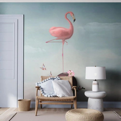 Selbstklebende Fototapete Deluxe Sticker - Basketball-Allegorie - Abstraktion, Flamingo, Vogel - 200x140 cm